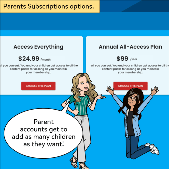 Parent accounts can add as many children as are needed.