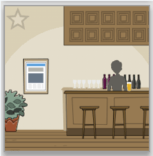 Examples of backgrounds in this category, image shows a bar scenery with bottles and cups