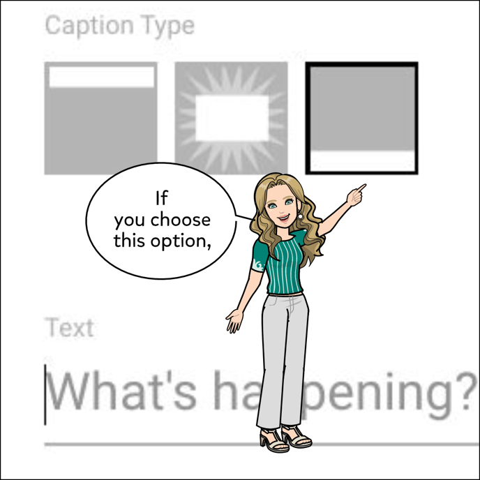 If you choose the right most option, your caption will go to the bottom of the panel.