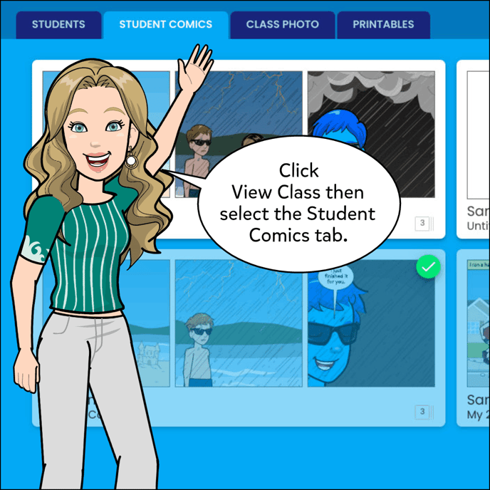 Click View Class then select the Student Comics tab.