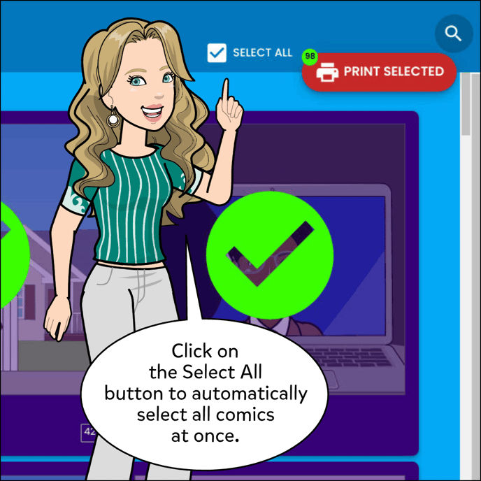 Click on the Select All button to automatically select all comics at once.