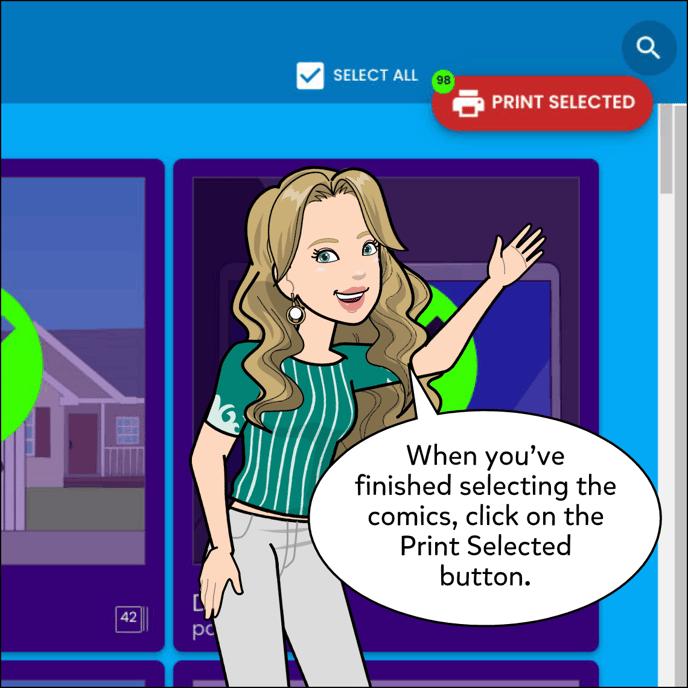 When you've finished selecting the comics, click on the Print Selected button.