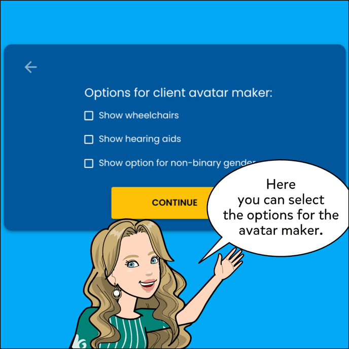 Next select the options for the avatar maker.