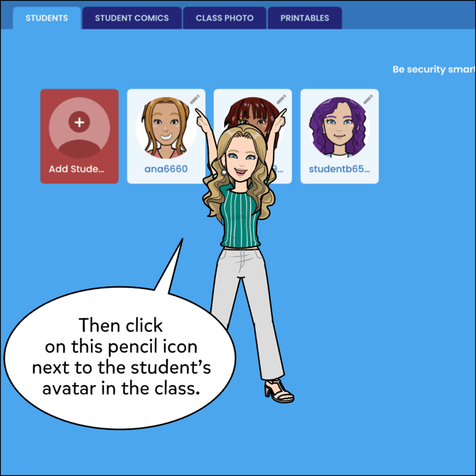 Then click on the pencil icon next to the student's avatar in the class.