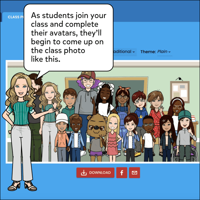 As students join your class, they'll begin to populate the class as each of them create their avatar.