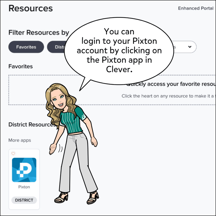 You can login to your Pixton account by clicking on the Pixton app in Clever.