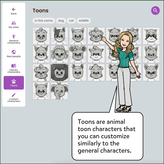 Toons are animal toon characters that you can customize similarly to general characters.