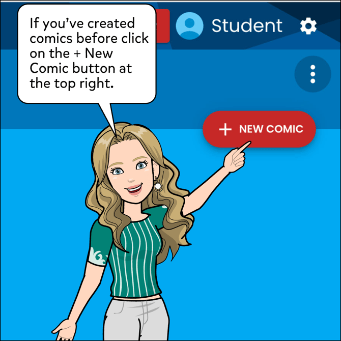 If you've created comics before click on the + New Comic button at the top right.