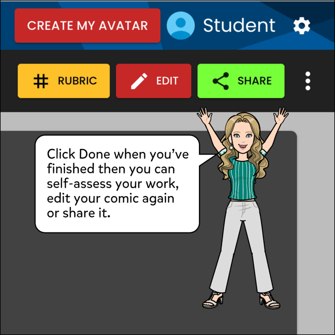 Click Done when you've finished then you can rate it, edit again or publish it to find the shareable features.