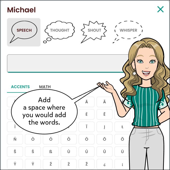 Add a space where you would add the words.