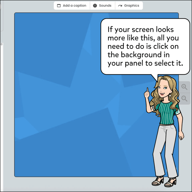 If the Panel is not selected, click anywhere on it to select it.