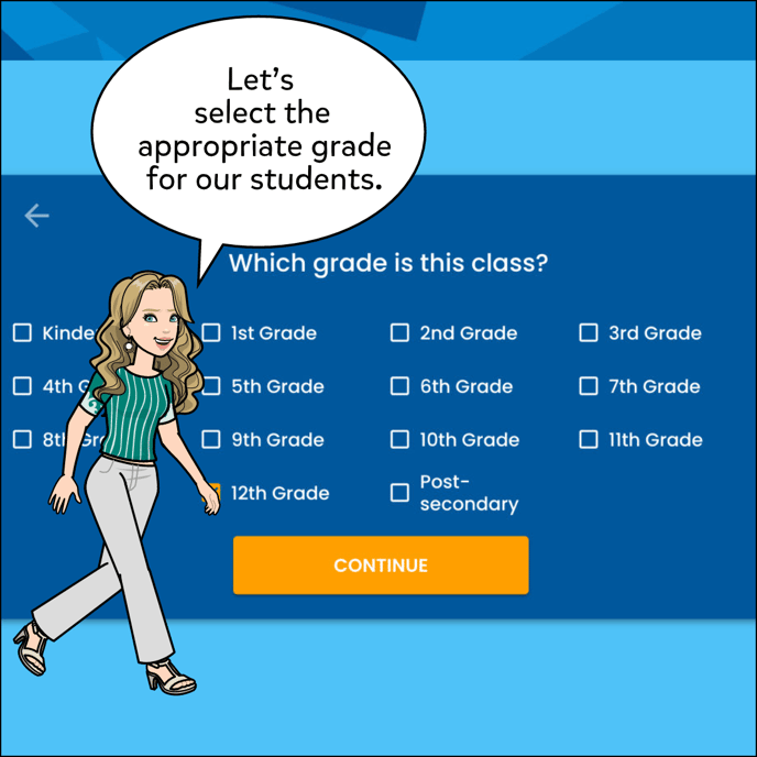 Select a grade then click next
