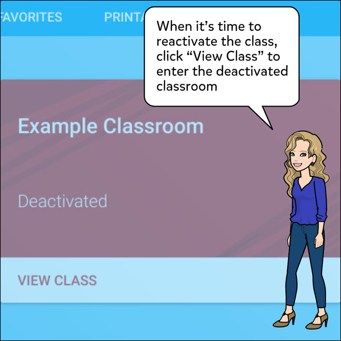 To Reactivate a class, click View Class to enter the deactivated classroom.
