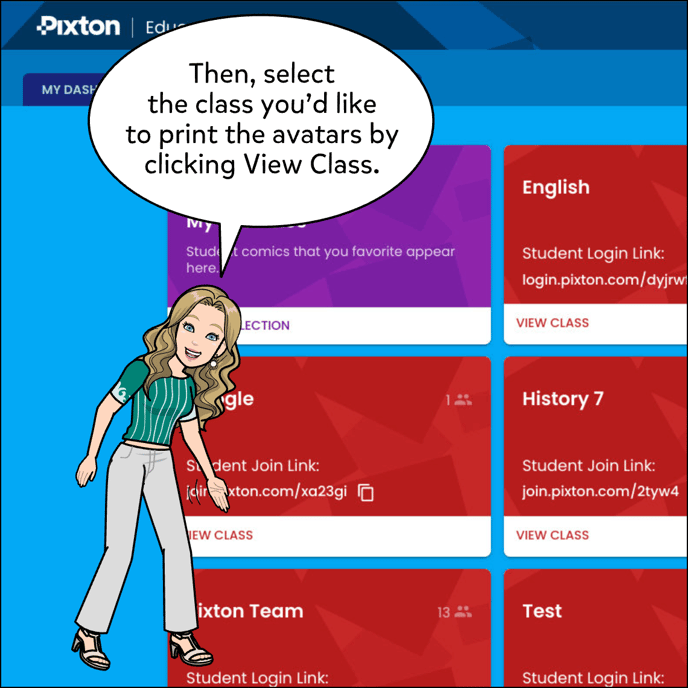 Then, select the class you'd like to print the avatars by clicking View Class.