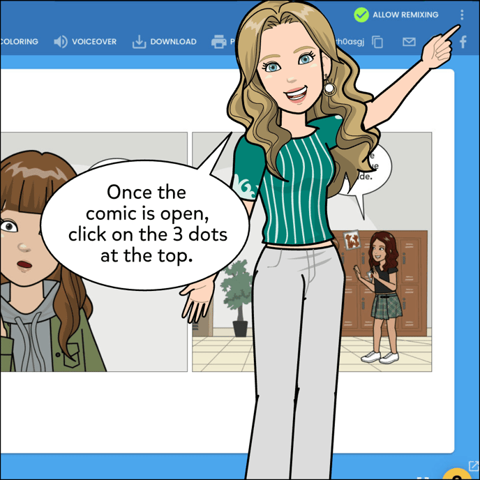 Once the comic is open click on the 3 dots at the top.