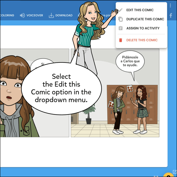 Select the Edit This Comic option in the dropdown menu.