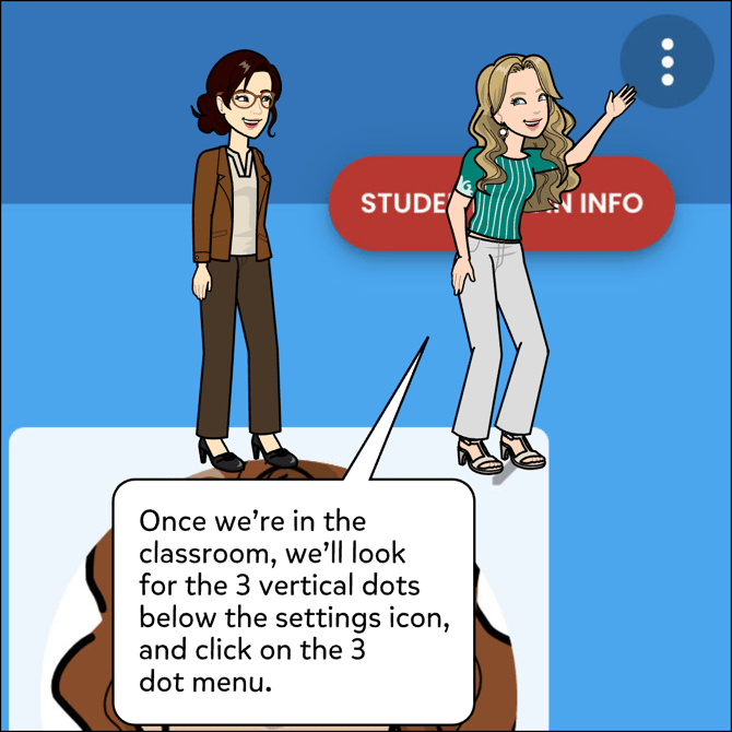 In the class page, click on the 3 vertical dots 