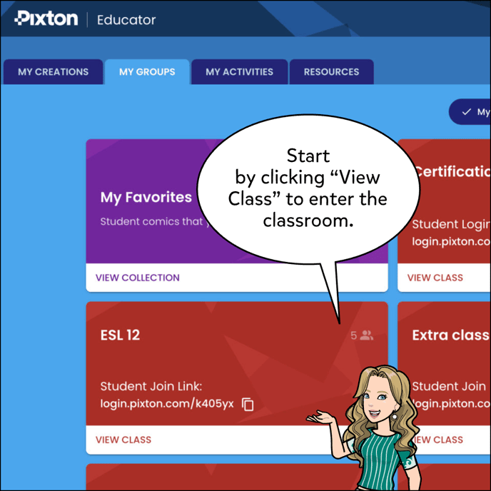 Start by clicking "View Class" to enter the classroom.