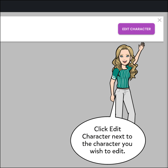 Click the Edit Character button next to the character you wish to change the outfit.