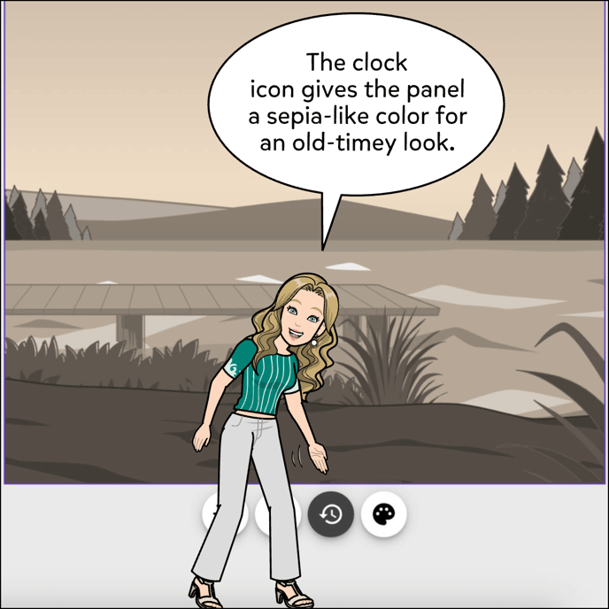 The clock icon gives the panel a sepia filter for an old timey look.