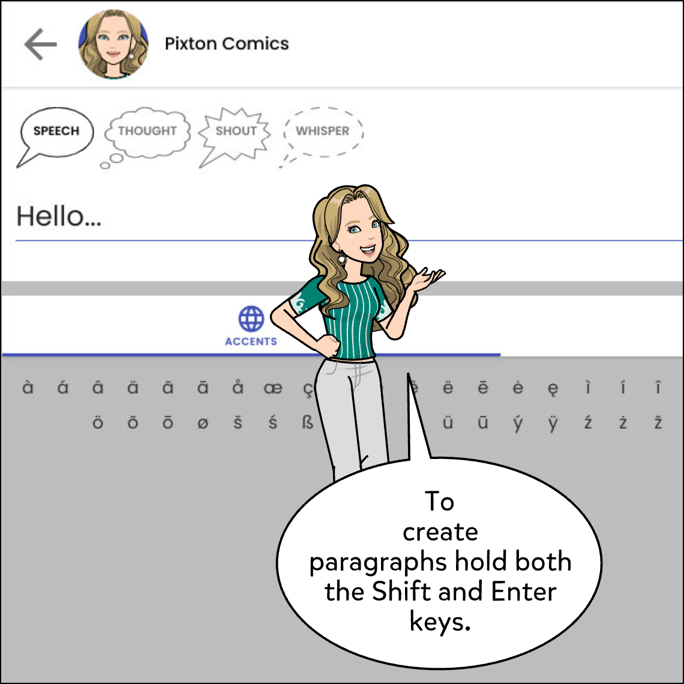 To create paragraphs hold both the Shift and Enter keys.