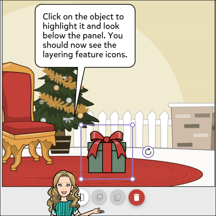 Click on the object to highlight it and look below the panel. You should find the layering feature icons, one dotted and solid icon.