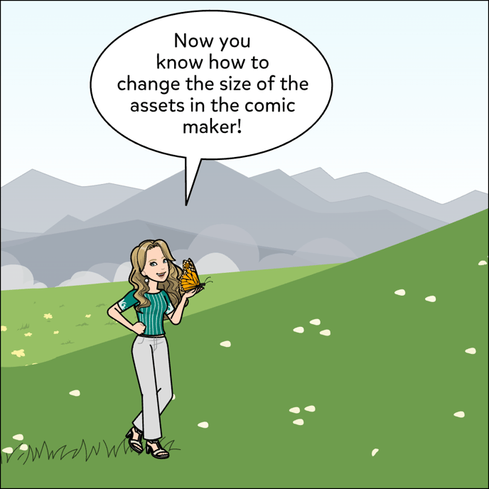 Now you know how to change the size of the assets in the comic maker.