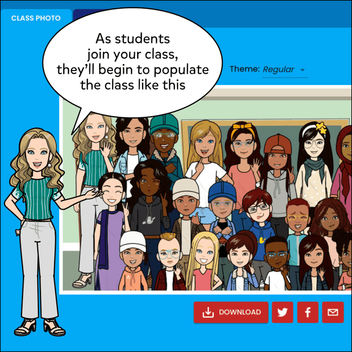 As students join your class, they'll begin to populate the class as each of them create their avatar.