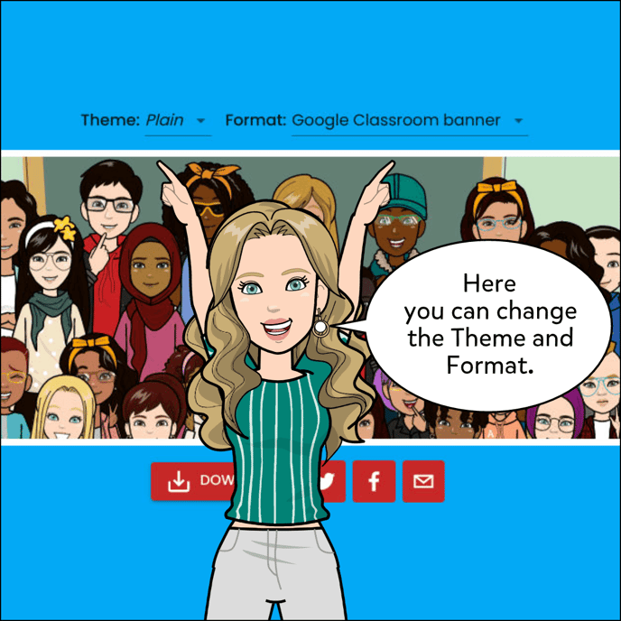 Then change the Theme or Format of the class photo by clicking on the menus at the top of the class photo.