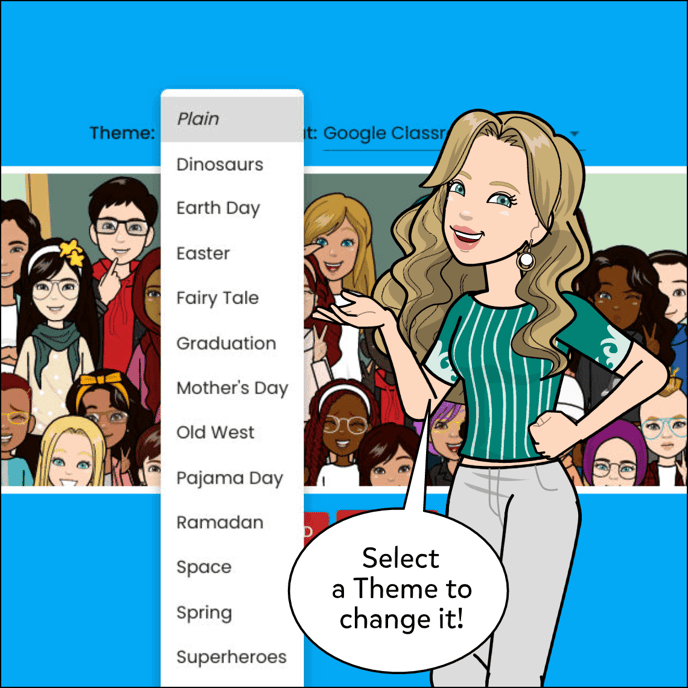 There is a dropdown next to Theme above the class photo which shows all of the themes that are currently available.