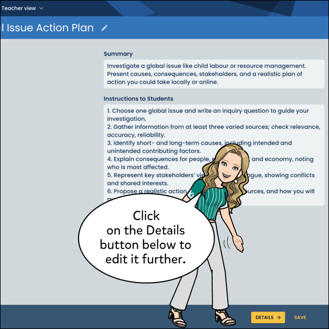 Click on the Details button below to edit it further.