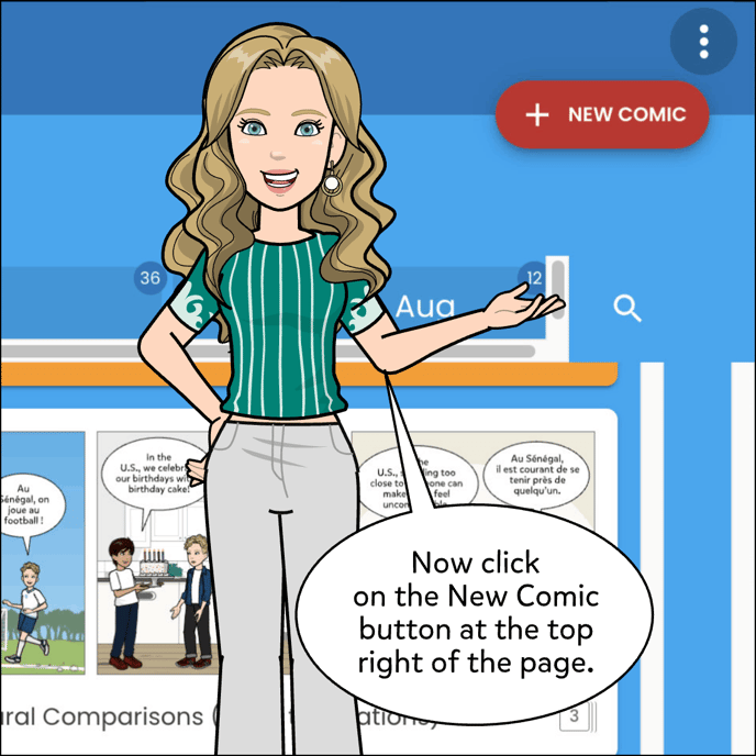 Now click on the New Comic button at the top right of the page.