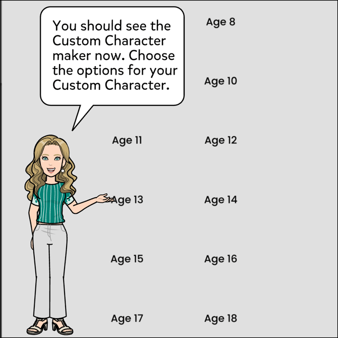 You should see the Custom Character maker now. Choose the options for your Custom Character.