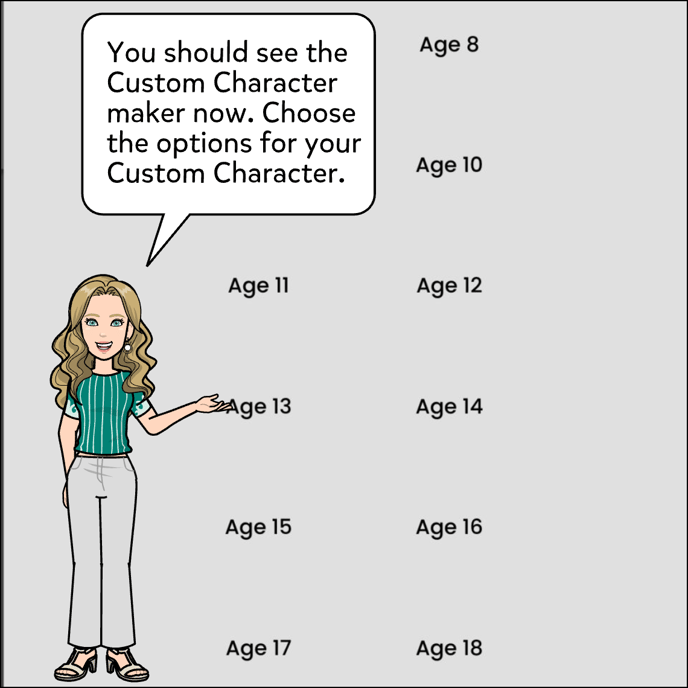 You should see the Custom Character maker now. Choose the options for your Custom Character.