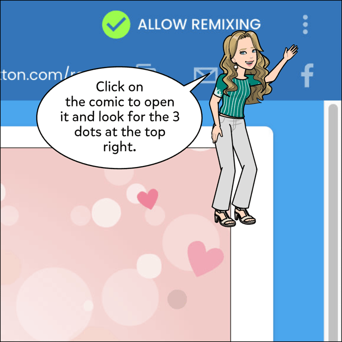 Click on the comic to open it and look for the 3 dots at the top right.