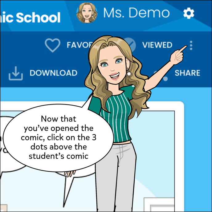 Now that you've opened the comic, click on the three dot menu to open it.