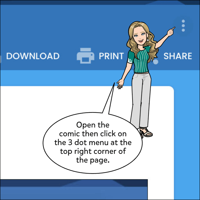 Open the comic then click on the 3 dot menu at the top right corner of the page.