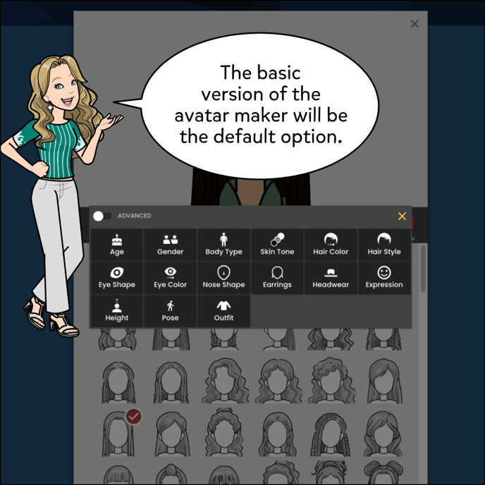 Te basic version of the Avatar maker will be the default option.