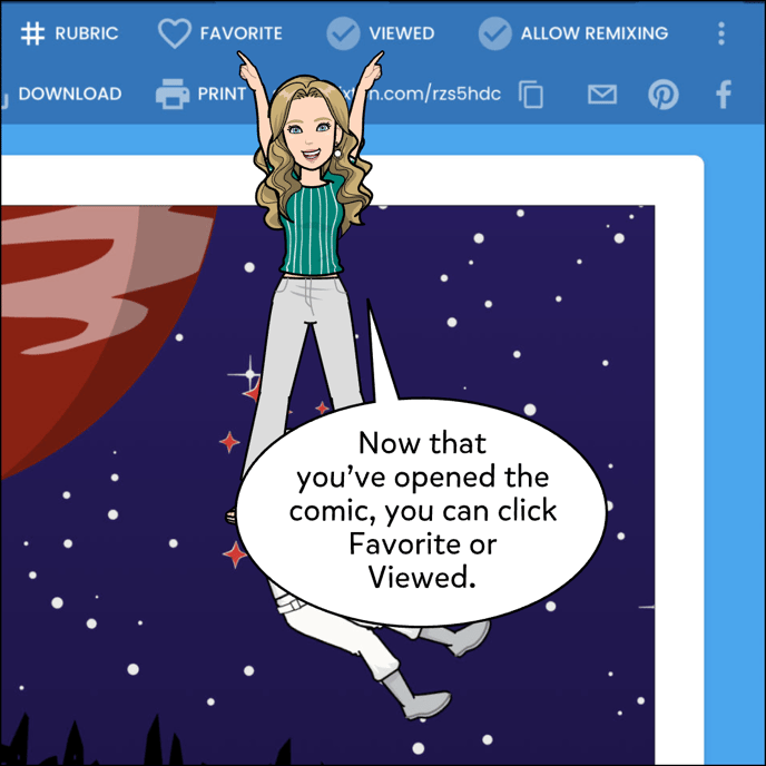 Now that you've opened the comic, click Favorite or Viewed.
