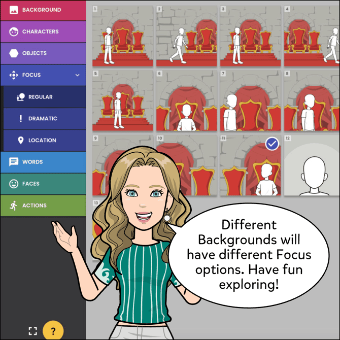 Different Backgrounds will have different Focus options. Have fun exploring!