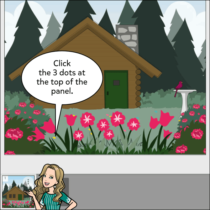 Click the 3 dots at the top right of the comic panel.