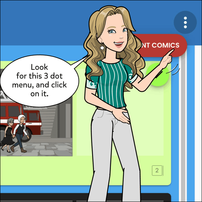 Look for the three dot menu in the top right corner of the page, and click to open it.