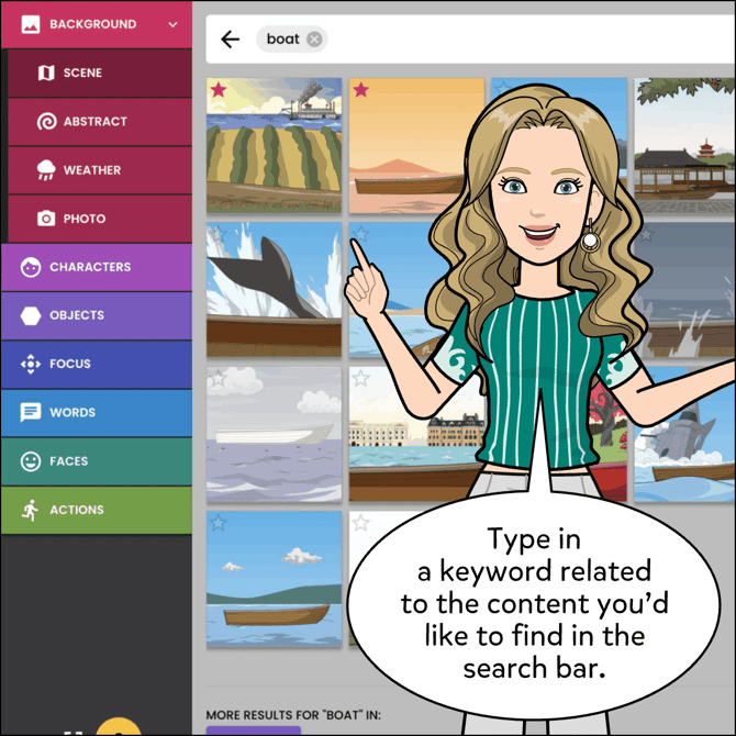 Type in the content you'd like to find in the search bar at the top.