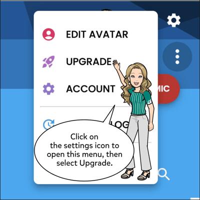 Click on the settings icon to open the dropdown menu then click Upgrade.