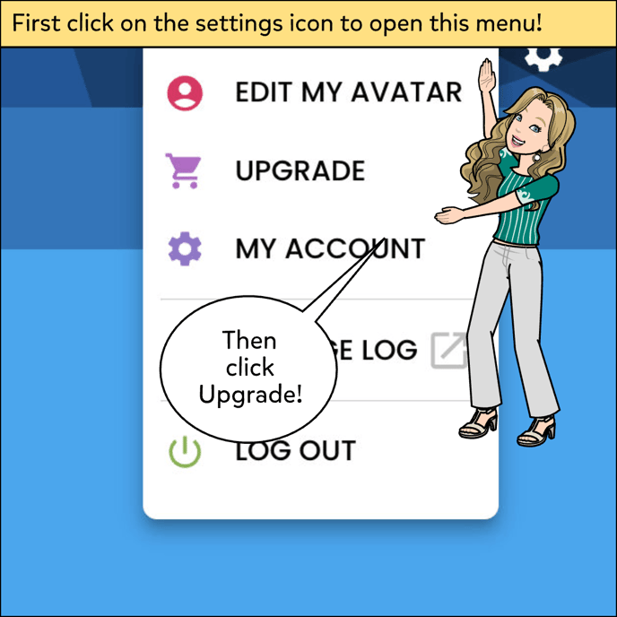 Click on the settings icon to open the dropdown menu then click Upgrade