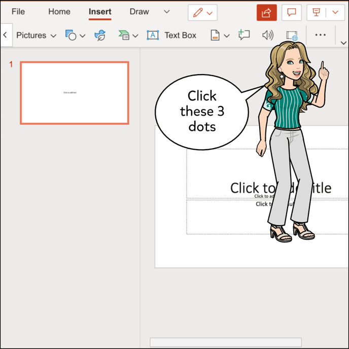 Click the three dot menu in the top right corner of your PowerPoint presentation.