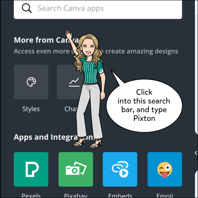 Click on the search bar at the top and type Pixton