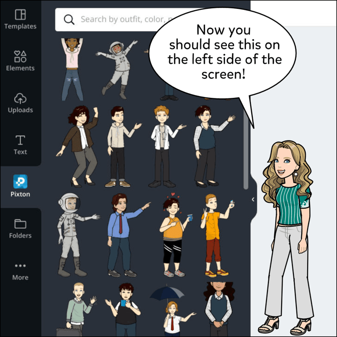 Now you should see a Pixton option in the tab on the left side of the screen