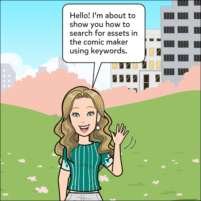 Hello! I'm about to show you how to search for assets in the comic maker using keywords.