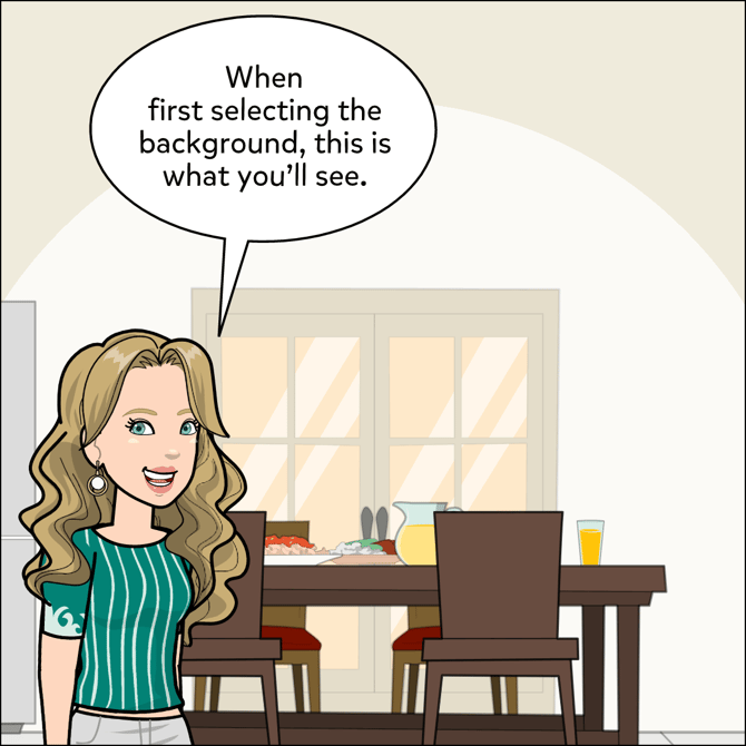 Image shows a background with a dinner table